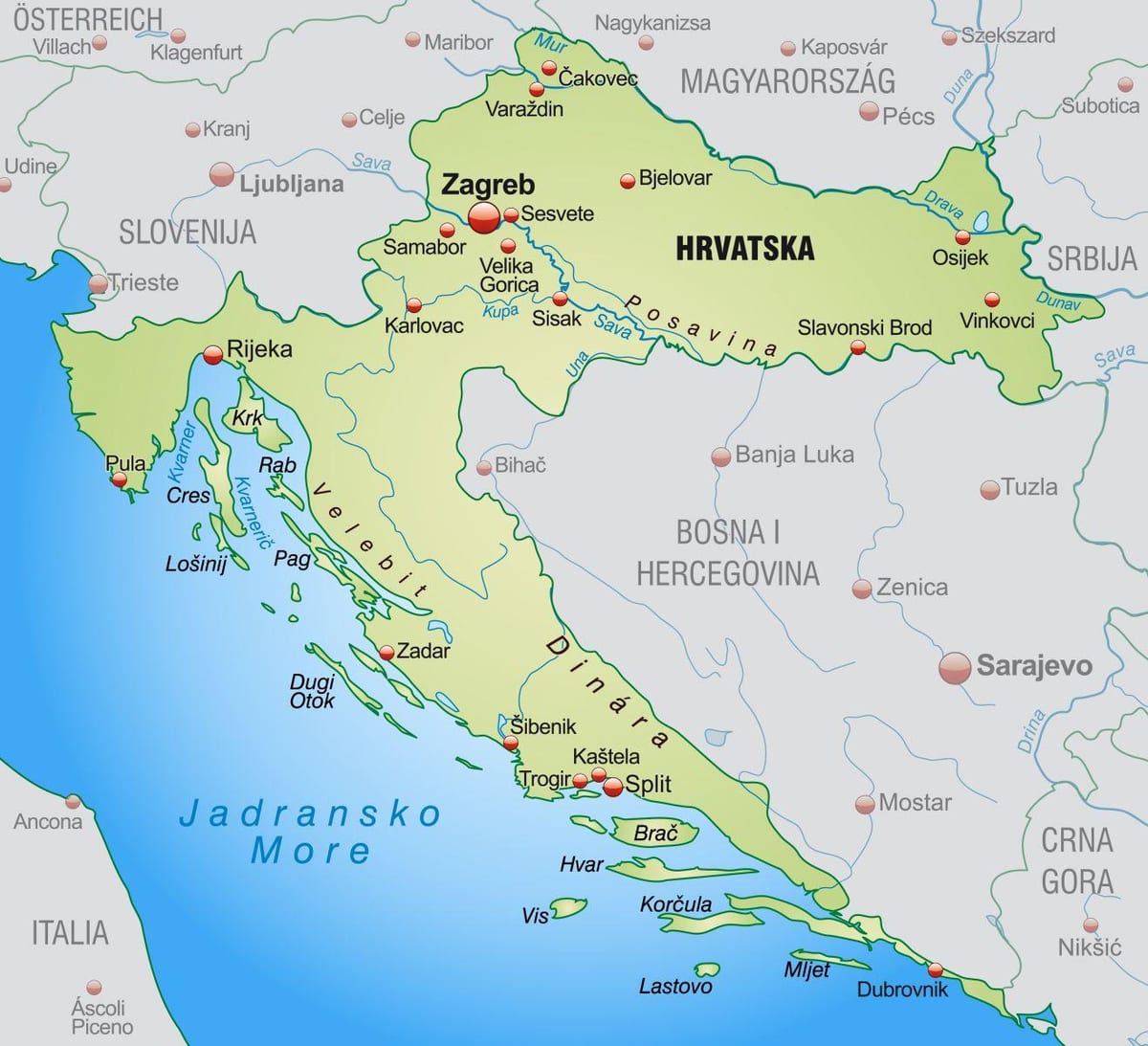 Північна Хорватія карта