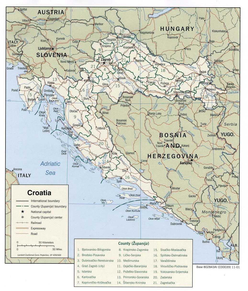 хорватських портів карті