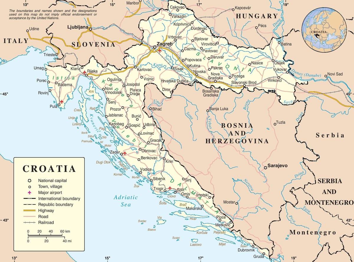 водіння карта Хорватії