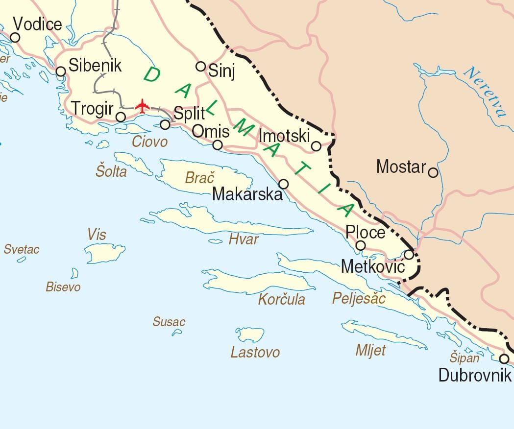 карта Південної Хорватії