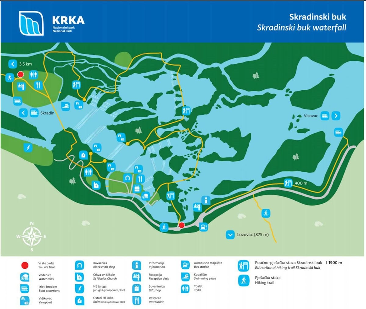 національний парк крка Хорватія карта