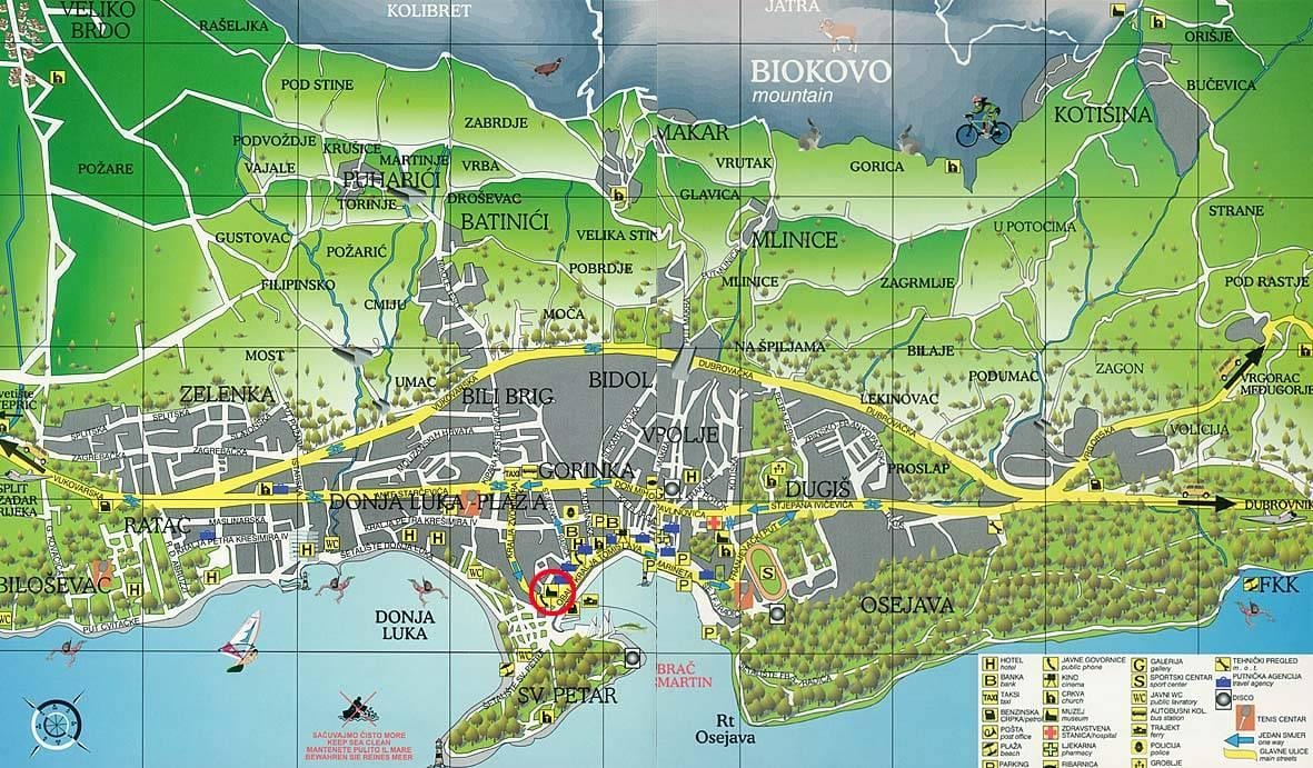 карта макарска Хорватія