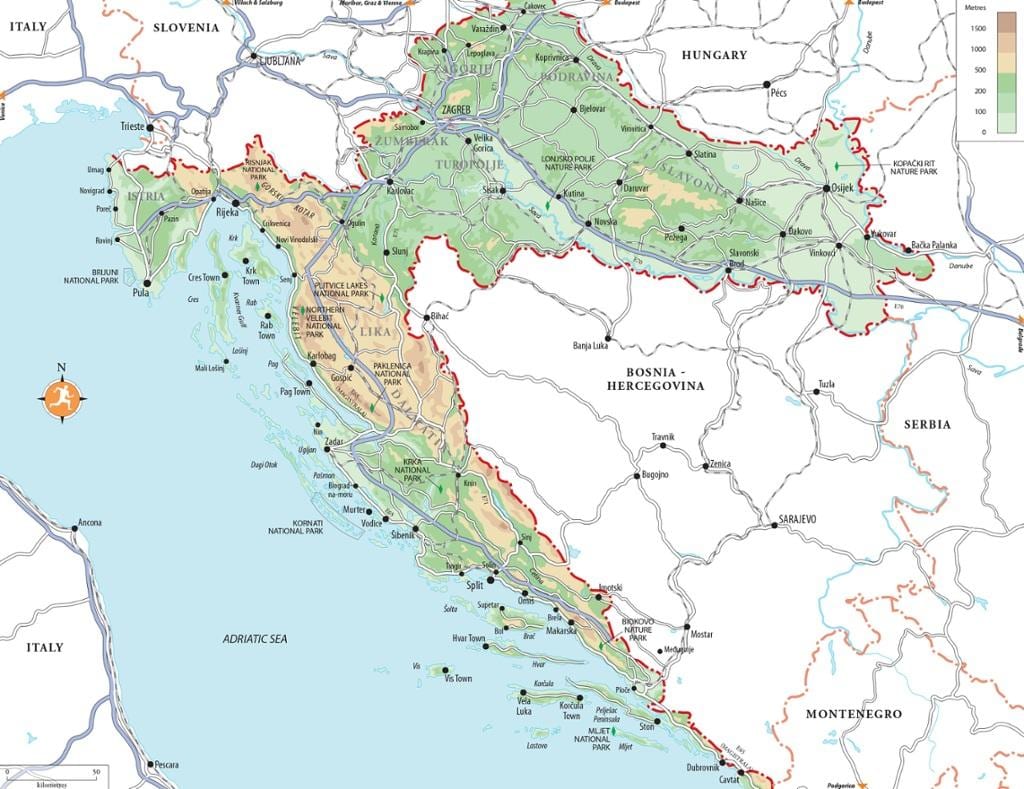 пляжні курорти Хорватії карта