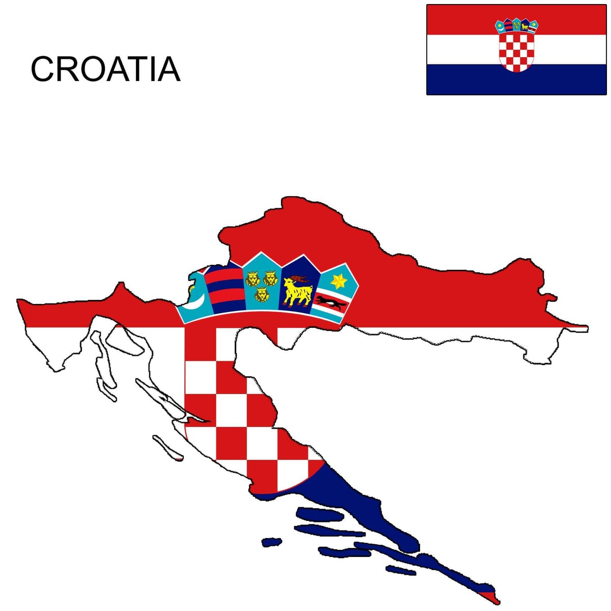 прапор Хорватії на карті