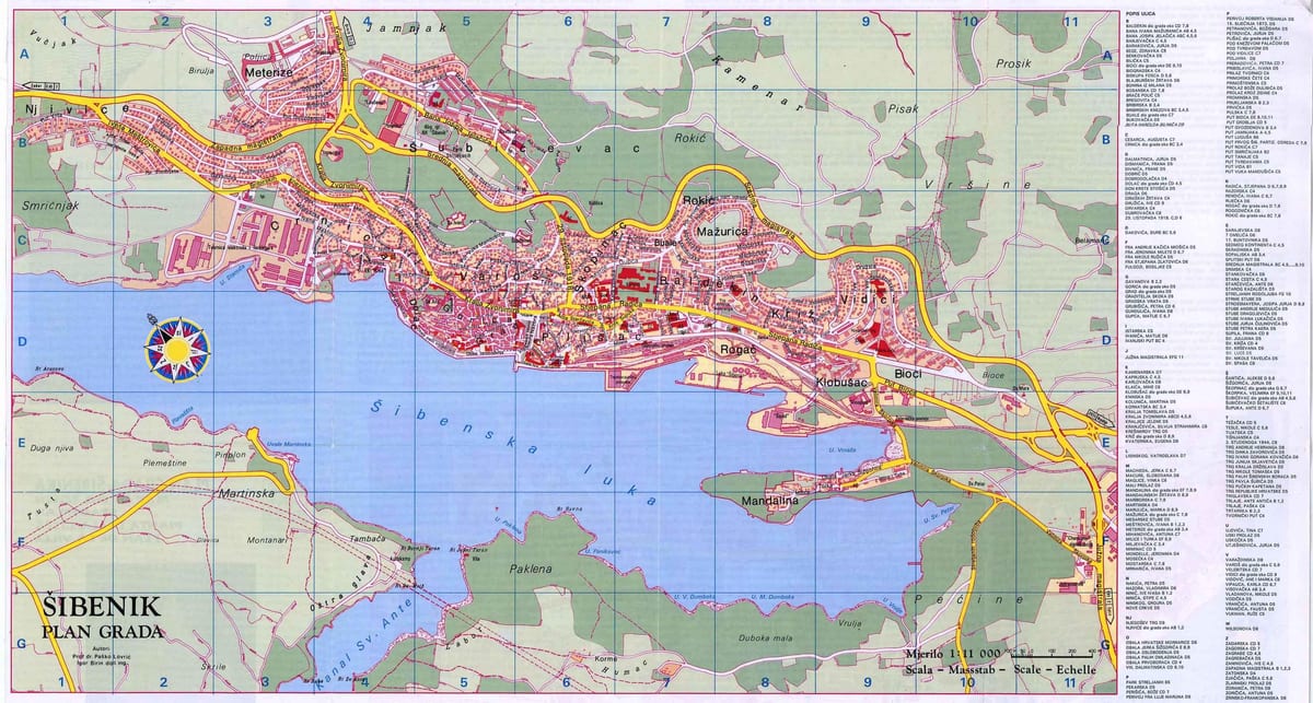 карта шибеник Хорватія