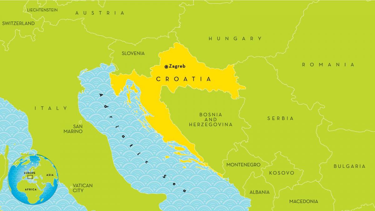карта Хорватії та околицях