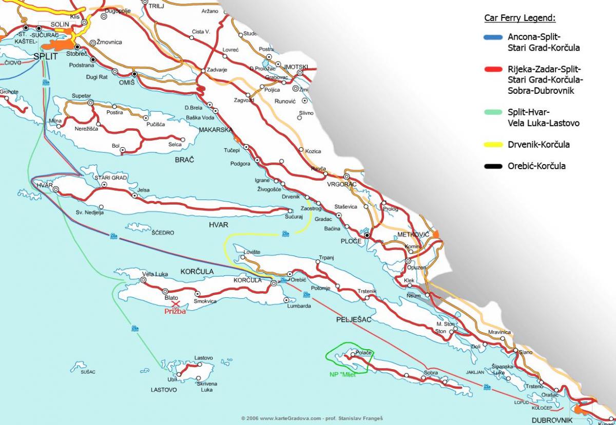 карта Хорватії на поромі