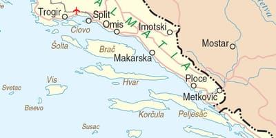 Карта Південної Хорватії