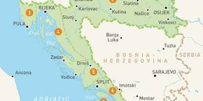 Карта Хорватії та острови