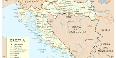 Карта з містами Хорватії