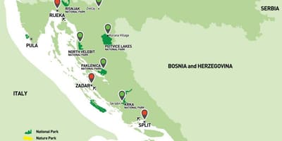 Карта національних парків Хорватії 