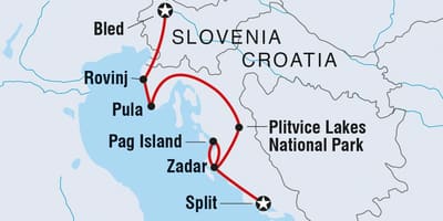 Плітвіцькі озера Хорватія на карті
